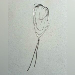 Silver Long Layered Free People Necklace